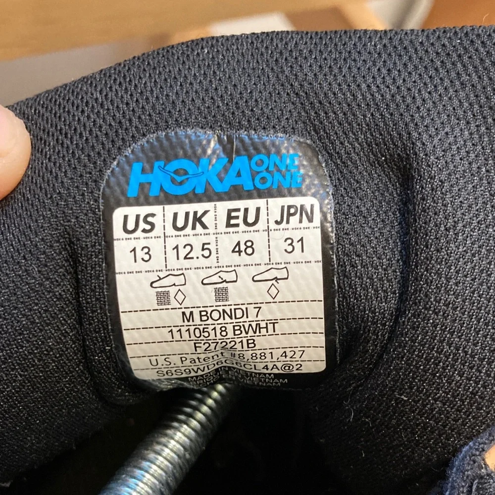 Hoka Bondi 7 Men's Black and White Road Running Shoes Size 13 - Picture 2 of 15